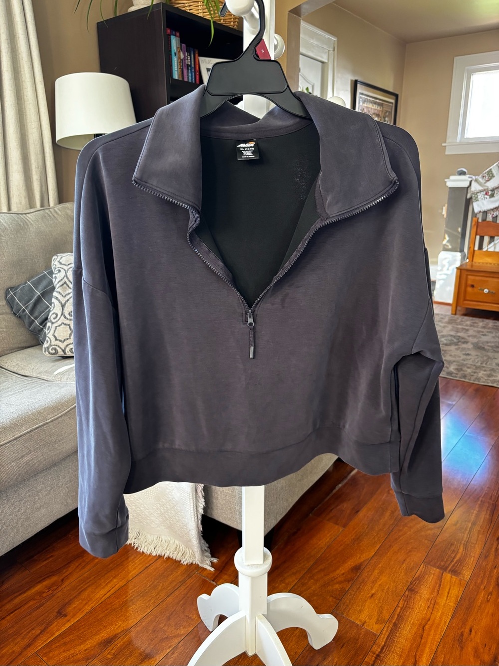 Women’s Half-Zip Pullover Sweater - Dark Gray